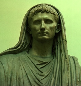 Head of Augustus as chief priest wearing toga over his head