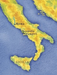 Map of central and southern Italy.